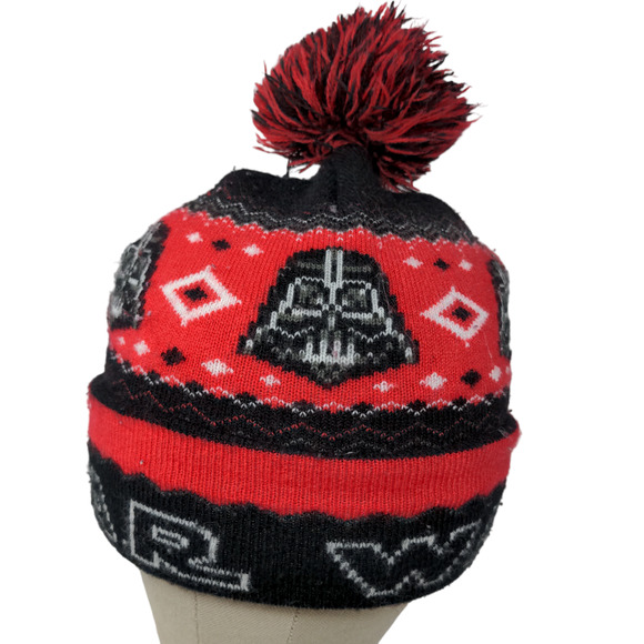 Star Wars Men's Knit Beanie Hat Cap Black Red One Size Acrylic - Picture 1 of 16